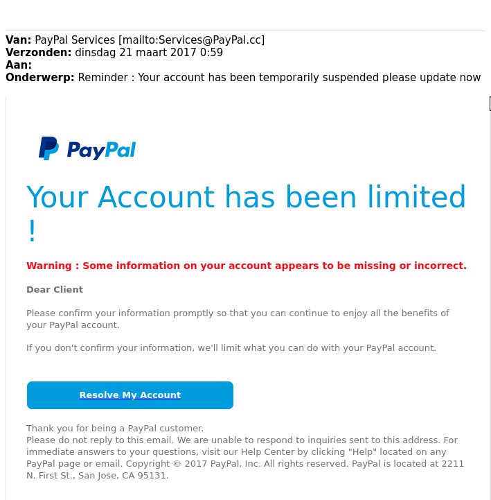 Paypal email