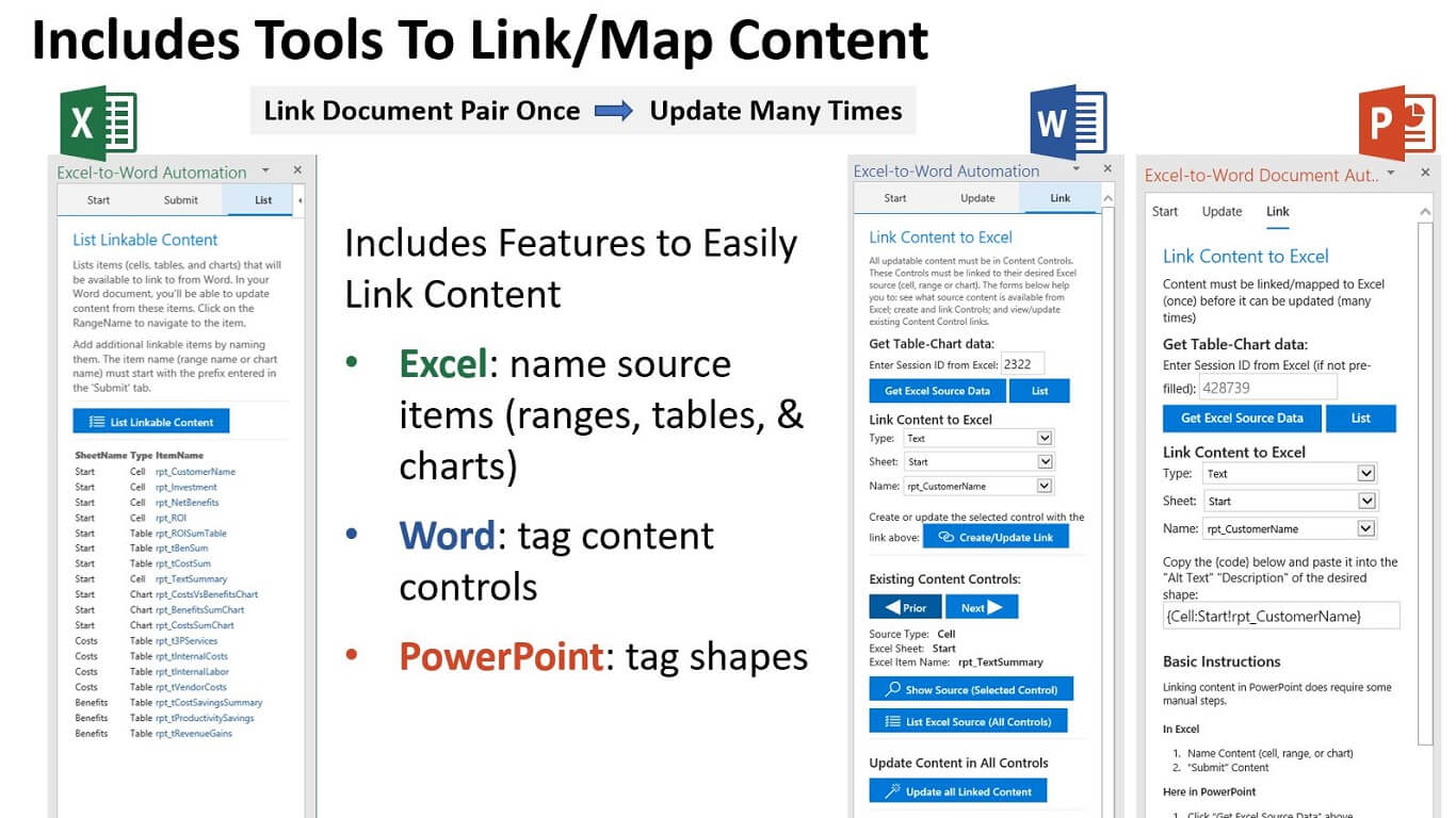 excel to word automation mapping